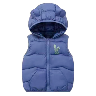 Жилет утеплённый демисезонный с капюшоном для девочки House style SM668A-G115 васильковый 1